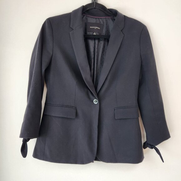 Banana Republic Black Blazer Jacket Career Professional Fitted Women's 0 - Picture 1 of 7